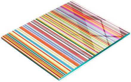 Gehard multifunctioneel decoratief bord van glas met gekleurde strepen, 60x52 cm