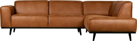 WOOOD Statement Hoekbank Rechts - Ecoleer - Cognac - 77x274x210