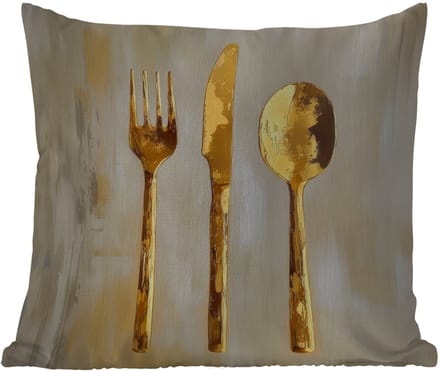 Buitenkussen - Verf - Goud - Bestek - 45x45 cm - Weerbestendig