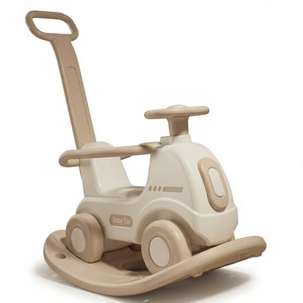 Russle Hobbeldier Loopwagen Luxe Beige/Créme Auto - Peuter - Kleuter - 1 jaar - 2 jaar - 3 jaar - Schuifaf - Binnen en Buiten