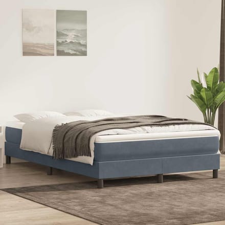 vidaXL - Boxspring - zonder - matras - fluweel - donkergrijs - 140x220 - cm