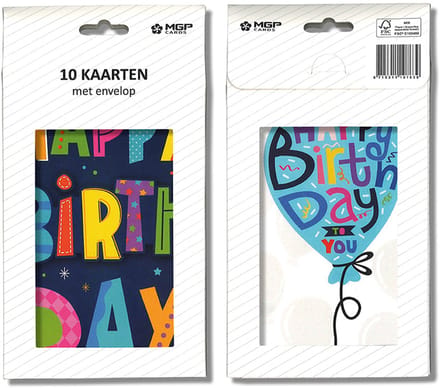 MGPcards - 20x dubbele wenskaart met witte envelop - Verjaardag - 11.5 x 17 cm