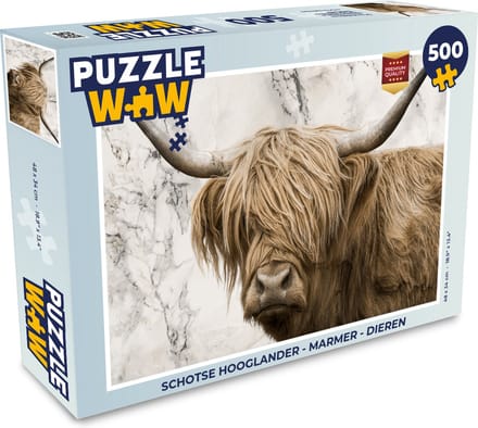 Puzzel Schotse hooglander - Marmer print - Dieren - Legpuzzel - Puzzel 500 stukjes