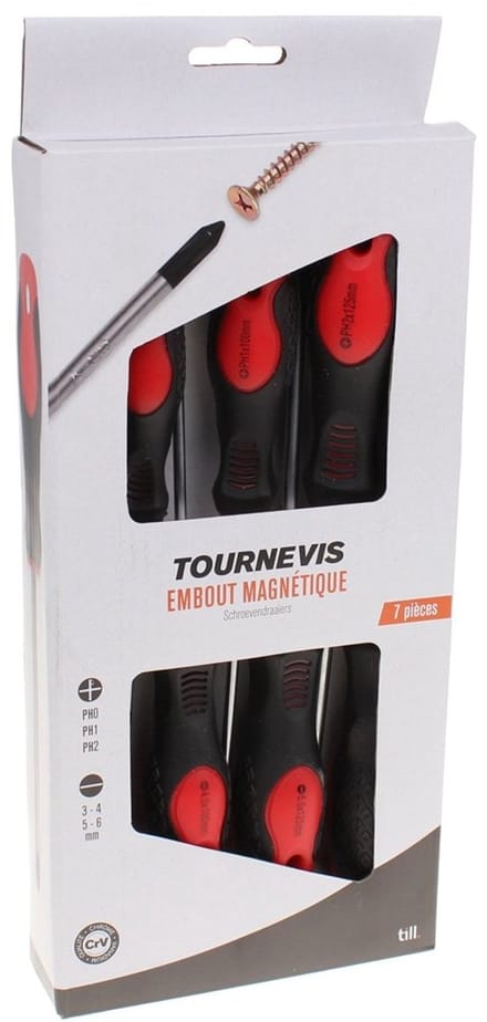 COGEX - SET VAN 7 SCHROEVENDRAAIERS Bimaterial handvat: 4 schroevendraaiers - 648630