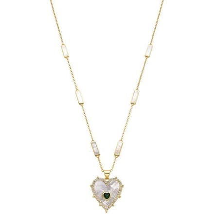 Luxeketting in 925 sterlingzilver en 18k goudfinish wit parelmoer - Limy