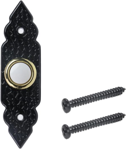 Deurbel Knop Zwart Zinklegering Draadloos en Bedraad Montage