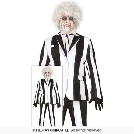 FIESTAS GUIRCA, S.L. - Zwart-wit gestreept spookkostuum grote maat man - XL