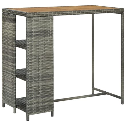 vidaXL - Bartafel - met - opbergrek - 120x60x110 - cm - poly - rattan - grijs