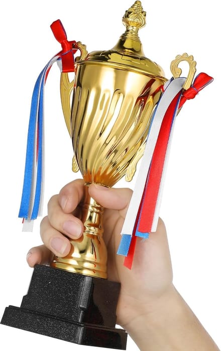 Gouden Trofee Beker - Award Viering Prijs - Competitie Succes - Stevig Metaal Ontwerp - 29cm Hoog - Goud