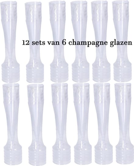 Champagne glazen - 120ML - 72 Stuks - Met losse voet - Herbruikbaar