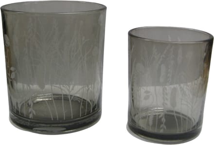Boltze Home - Theelichthouder glas met grassen - 2-delig