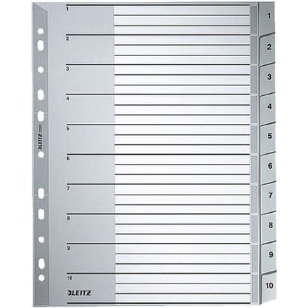 12800000 - Numeric tab index - Cardboard - Gray - A4 - 250 g/m² - 238 mm