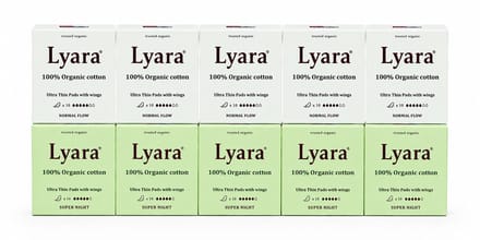 Lyara Biologisch Maandverband Multipack – 5x Normaal & 5x Super – 100% Katoen