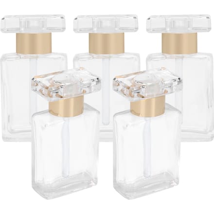 5 stuks Transparant Glas Lege Etherische Olie Fles Reizen Draagbaar Herbruikbare Parfumfles Goud