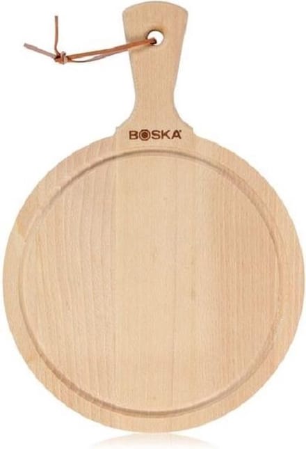Boska Serveerplank Rond Amigo M - Borrelplank met Handgreep - Rustiek Beukenhout - Bruin - Ã˜ 23,4 cm
