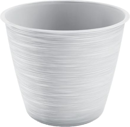 Prosperplast Plantenpot/bloempot Paintstripe - kunststof - wit - 17 cm x 14 cm - stijlvol