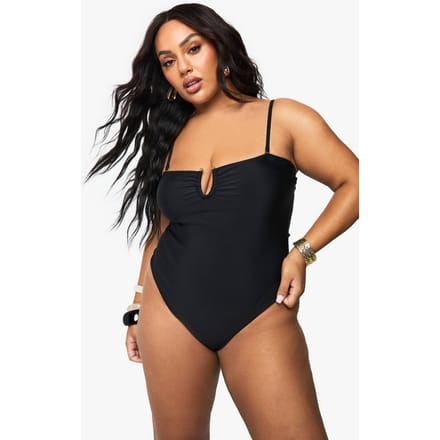boohoo Dames Plus Tummy Control Cross Over Badpak | Black | Maat: 26