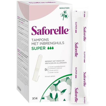 Saforelle Tampons met Inbrenghuls - Super - 14 stuks