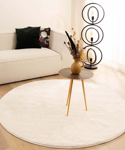 Velours vloerkleed rond - Flair wit 200