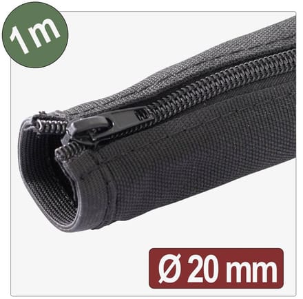 Quadrios 25CA761 25CA761 Gevlochten slang Zwart Polyester 1 m 20 mm (max) 1 m