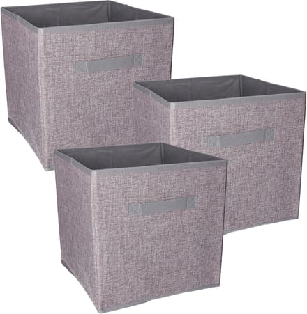 Storage solutions Kast opberg/opruim mand - Set van 3x stuks - grijs - 30 x 30 x 30 cm