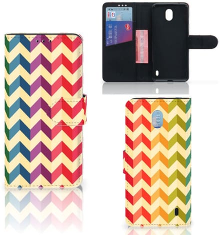 Nokia 1 Plus Telefoon Hoesje Zigzag Multi Color