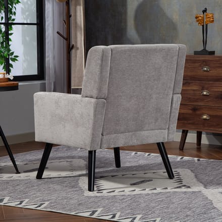 REDOM - Fauteuil - Getuft - Ergonomisch - Voor Kleine Ruimtes - Linnen Bekleding - Lichtgrijs