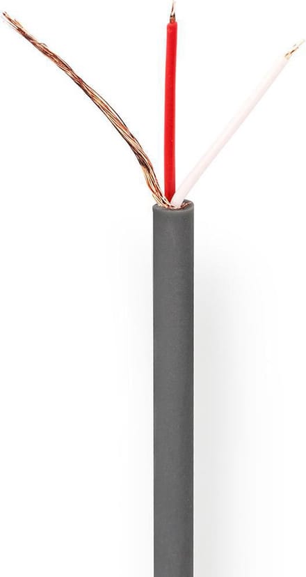 Nedis Microfoonkabel - 2 x 0.12 mm² - Koper - 100 m - Rond - PVC - Donkergrijs - Rol