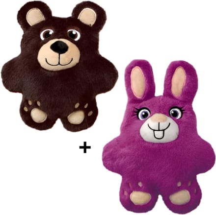 Combideal: Kong Snuzzles Konijn 24 cm + Kong Snuzzles Beer 22 cm Pluche Knuffels