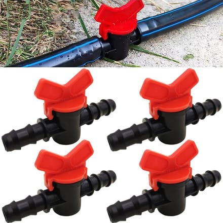 Irrigatieaansluiting 4 stuks - Waterkraan afsluiters - Tuin bewateren - Eenvoudige montage - 16mm slang - Zwart