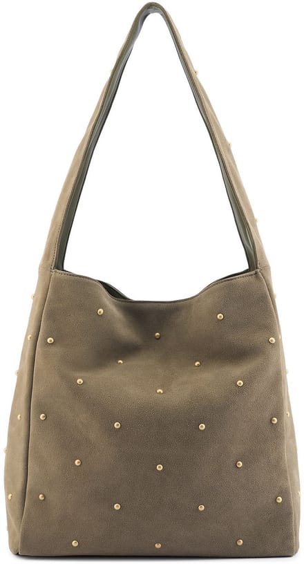 FREDsBRUDER Leren schoudertas The Beaded One Collection Hobo Bag Greyish Khaki kaki