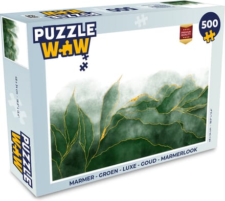 Puzzel Marmer - Groen - Luxe - Goud - Marmerlook - Legpuzzel - Puzzel 500 stukjes