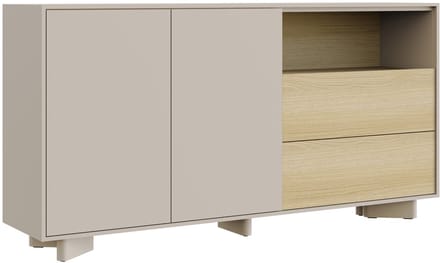 Selsey Distria – Dressoir met lades kasjmiergrijs / eikenlook, 156 cm