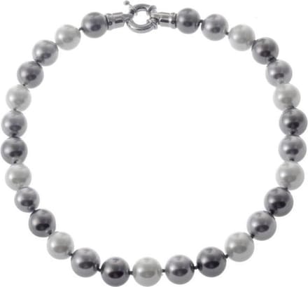 Behave Parelketting - dames - grijs - handgeknoopt - lengte 44,5cm - 14mm parels