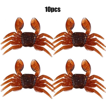 10 stuks Kunstmatige Plastic Zachte Krab Aas 3D Simulatie Zoetwatervissen Aas (Bruin) brown