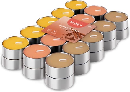 120 stuks Bolsius sugar and spice geurtheelichtjes (3 uur)