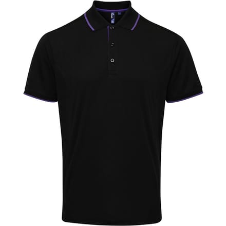 Premier Herencontrast Coolchecker Polo Shirt (Zwart/Paars)