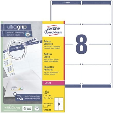 AVERY®-etiketten voor speciale doeleinden, .99,1 x 67,7 mm, 2000 stuks.