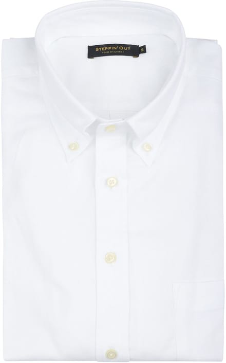 Steppin' Out Overhemd Twill Wit - Maat M - Heren - Casual Shirt