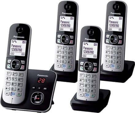 Quattro DECT draadloze telefoon - 4 handsets - antwoordapparaat - zwart - 6824