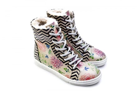Goby ZigZag Floral Dames Sneakerlaarzen - Handmade - Vegan Leer - Maat 39