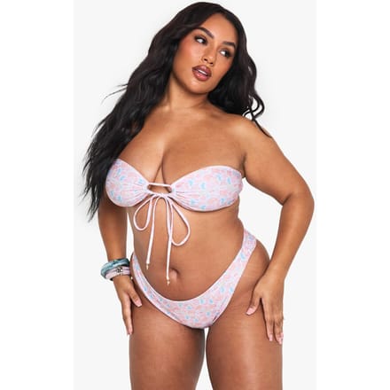 boohoo Dames Plus Shell Print Hoge Taille Slip | Purple | Maat: 28