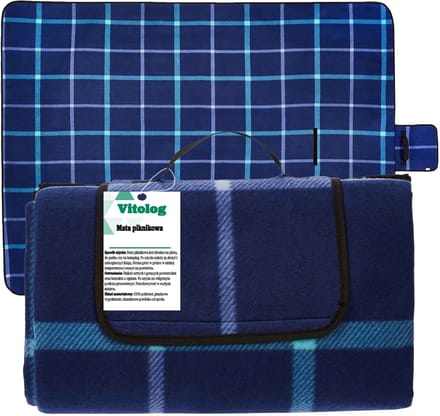 Vitolog Serie - Picknickkleed - 200x150 cm - Waterdicht - Blauwe Ruit