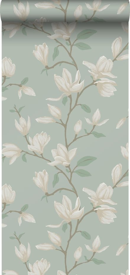 ESTAhome behang magnolia celadon groen - 53 cm x 10.05 m - 139405