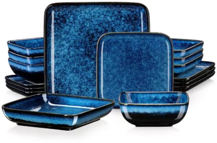 Eminent Bordenset – 4 persoons – 16 delig – Blauw Keramisch – Serviesset – Breakfast Plates