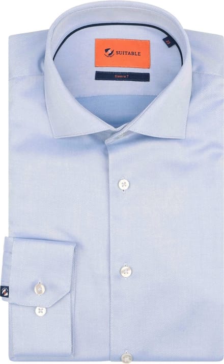 Suitable Overhemd Twill Sleeve 7 Lichtblauw - Maat 43 - Heren - Overhemden Formeel