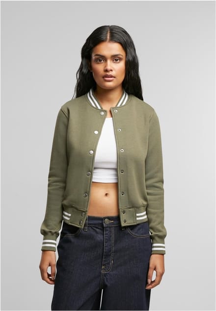 Urban Classics - Sweat College jacket - 3XL - Olijfgroen/Olijfgroen