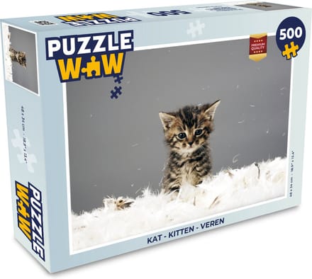 Puzzel Kat - Kitten - Veren - Legpuzzel - Puzzel 500 stukjes