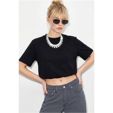 Dames Crop Crew Neck T-Shirt