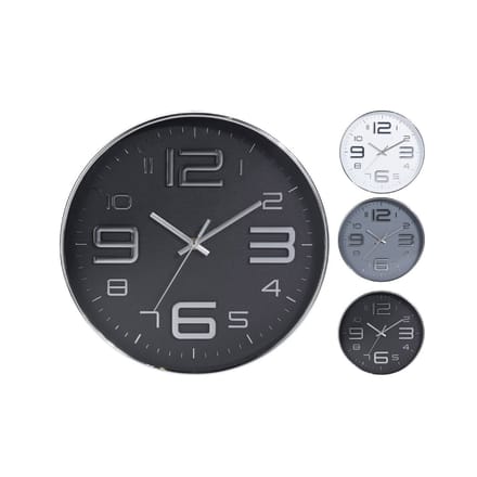 Wandklok 30,5 cm 3 assorti zilver